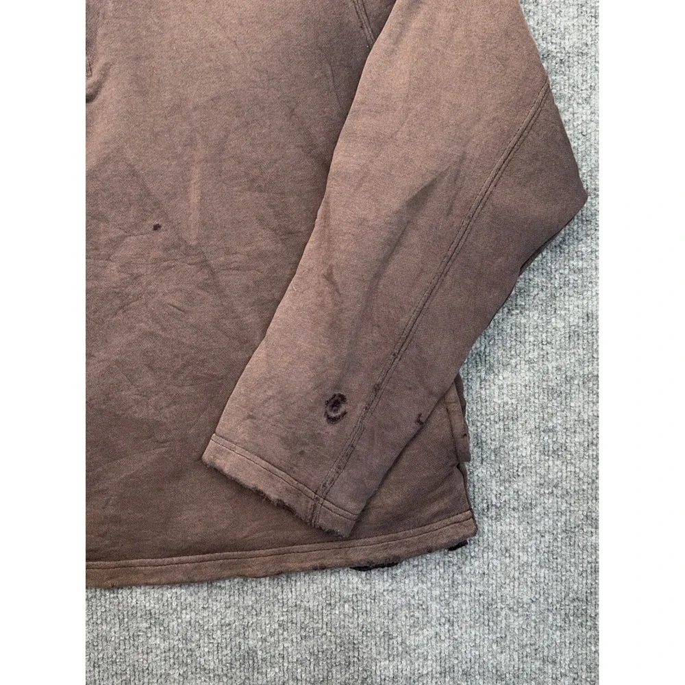 Foot Locker Vintage Quarter Zip Sweatshirt Men Medium Brown Sun Faded Distressed